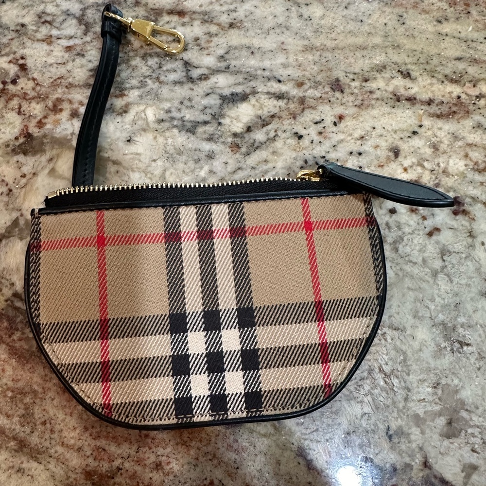 Burberry Cotton Calfskin Vintage Check Olympia Coin Purse Archive. Authentic